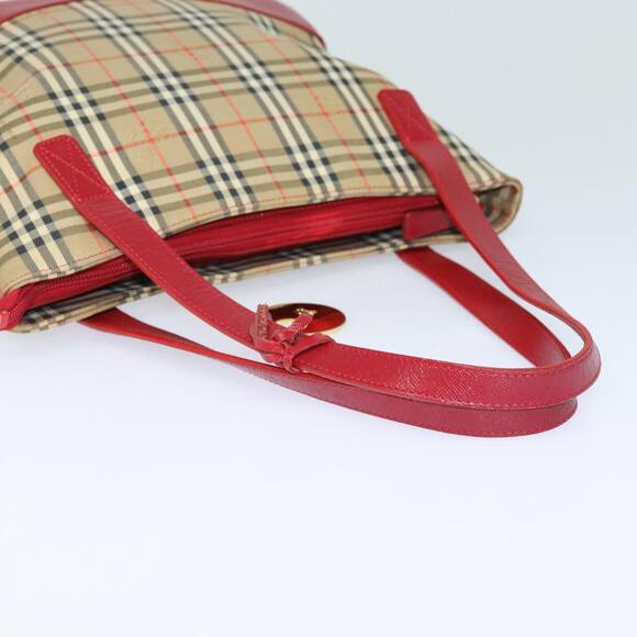Burberry Nova Check Tote Bag Canvas Beige Red - Picture 6 of 16